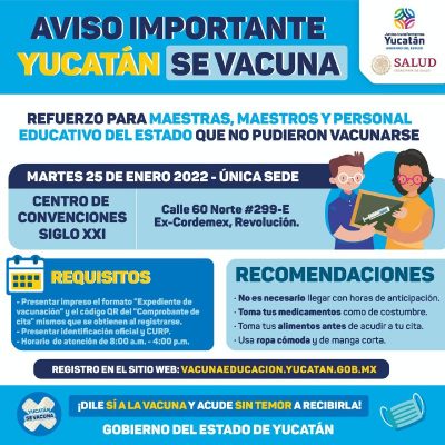 Jornada extraordinaria de vacunación para personal del sector educativo