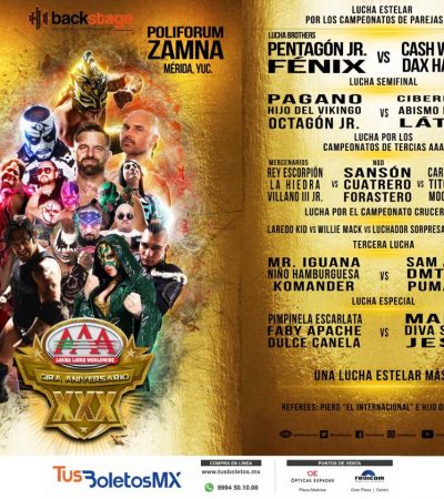 La Lucha Libre Triple A celebra su 30 Aniversario el domingo 30 en Mérida