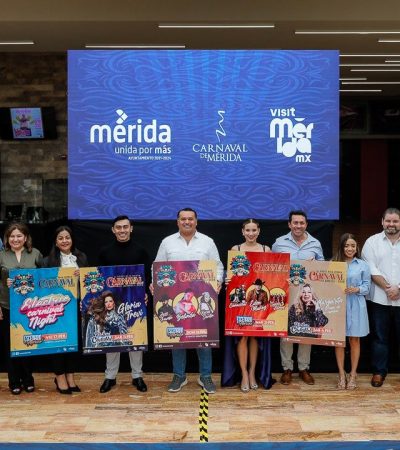 El Alcalde Renán Barrera presenta la cartelera artística del Carnaval de Mérida 2023
